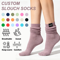 Chaussettes Scrunch pour femmes, en coton tricoté douillet, avec logo de marque, chaussettes amples pour bottes, décontractées, hiver, épaisses et moelleuses, personnalisables pour filles