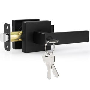 Set Maniglia e Serratura per Porta con Chiave, Nero Opaco, Resistente, per Ingresso Esterno, Camera da Letto, Bagno, Porta d'Ingresso, Ufficio - Product Image 1