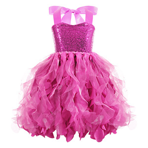 Nouvelle arrivée, robe de princesse à paillettes en spirale à double couche pour filles, costume d'Halloween pour enfants, robe de performance pour enfants - Product Image 5