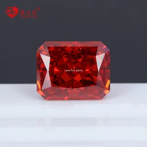 China wholesale 4K crushed ice cut 5A+ grade synthetic gem stone cz Octagon shape orange red cubic zirconia