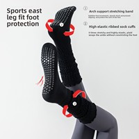Chaussettes de yoga longues d'été à volants en coton peigné sans couture antidérapantes pour femme, chaussettes de mollet sans couture pour le sport et le Pilates