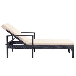 Chaise longue d'extérieur ajustable en rotin et osier noir pour hôtel, jardin, patio, <span class=keywords><strong>piscine</strong></span>, chaises longues en aluminium pour <span class=keywords><strong>banc</strong></span>, jardin, ensemble de mobilier d'extérieur - Product Image 6