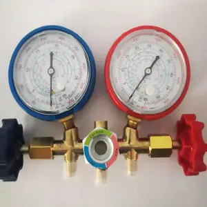 Profession R410 R134a Air Conditioning Car Refrigeration Digital Fluorination Table Brass Manifold Gauge