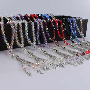 Chaîne de chapelet bon marché en gros disponible 6mm 99pcs <span class=keywords><strong>collier</strong></span> de chapelet musulman en cristal de couleur - Product Image 2