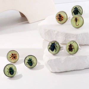 Светящееся в темноте настоящее насекомое в смоле регулируемое кольцо скорпиона из нержавеющей стали Подарочное ювелирное изделие из смолы светящийся скорпион - Product Image 3