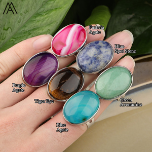 Big Oval Shape Gemstone Cabochon Beads Silver <strong>Ring</strong> for Men'<strong>s</strong> Jewelry <strong>Father</strong> Gift - Product Image 4