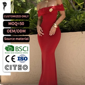 Robe longue sirène rouge pour femme, épaules dénudées, nouvelle collection 2026, robe de soirée moulante, service OEM ODM personnalisé - Product Image 1