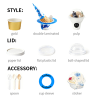 Coppette per Gelato in Carta Kraft Riciclata con Coperchi, Compostabili, Usa e Getta, per Alimenti, Stampa Personalizzata 4oz 6oz 8oz 12oz