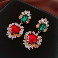 Boucles d'oreilles pendantes en zircon motif feuilles de plantes, style chinois, nouvelle collection, luxe léger, haut de gamme, style rétro, élégantes