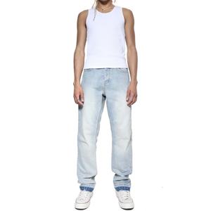 Jeans de Mezclilla Personalizados para Hombre, 100% Algodón, Pantalones de Mezclilla Azules de Corte Recto con Dobladillo sin Rematar - Product Image 3