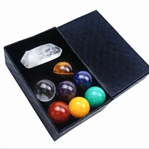 Natural Gem Yoga Reiki Quartz Healing Crystal 7 chakra stone set with box