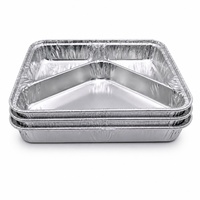 Barquette en aluminium à 3 compartiments pour plats à emporter, conteneur alimentaire rapide en feuille d'aluminium, boîte de service pour buffet et pique-nique avec couvercle – Vente chaude