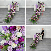 DKB Luxury Purple Artificial Table Flowers Runner With Peony Flower Design for Wedding Decoration Manufacturer