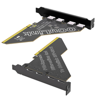 Kartu Ekspansi PCIe X16 ke 4-Port OCuLink SFF-8612, Ekspansi Bifurkasi PCI-E untuk EGPU/NVMe/U.2 SSD, Adaptor Ekspansi Server