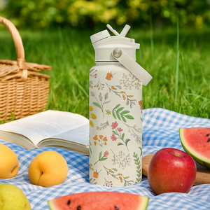 Vaso Térmico Personalizado con Tapa de Colores 18oz 32oz Recubierto en Polvo Botella de Agua de Acero Inoxidable Aislada al Vacío de Doble Pared con Popote - Product Image 3