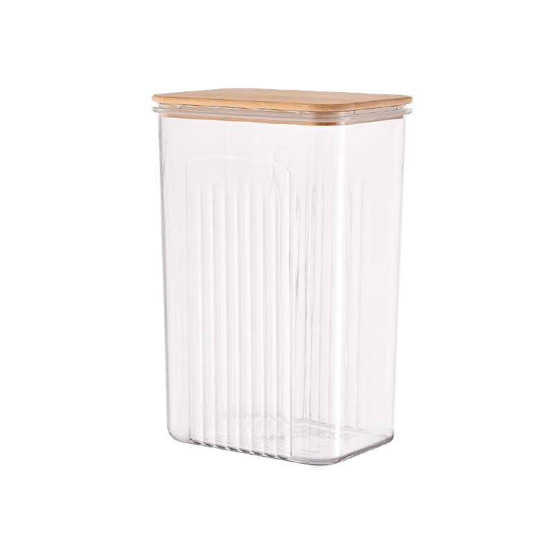 Transparent Acrylic Canister Large Containers Stackable Plastic Boxes Dry Cereal Food Airtight Storage Jar With Bamboo Lid