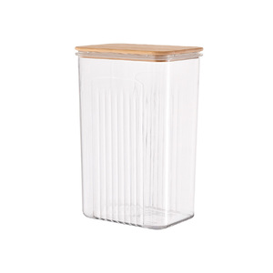 Trong suốt Acrylic Canister container lớn Stackable hộp nhựa khô ngũ cốc thực phẩm kín lưu trữ Jar với nắp tre - Product Image 6