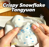 Balle anti-stress transparente en TPR de 6 cm, en forme de boule de neige Tangyuan croustillante, jouet sensoriel de simulation alimentaire