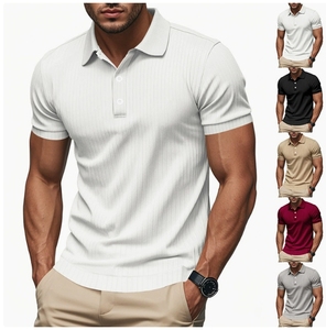 Chemises pour hommes multicolores en gros, 100 % coton tricoté, infroissables, respirantes, douces, avec poche brodée et motif à carreaux, manches courtes - Product Image 1