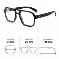 Lunettes optiques unisexes en acétate à double pont avec logo personnalisé, verres transparents et détails de rivets métalliques