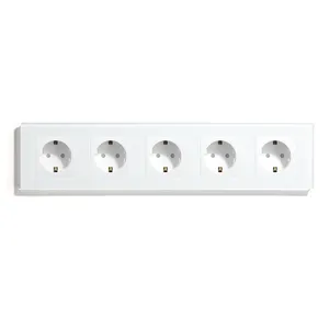 Mvava 240V Eu Rusia Vidrio templado estándar 5 salidas Pared Energía eléctrica Interruptor y enchufe de pared