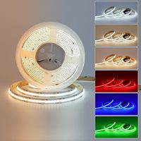 Bande LED RGBW COB 784 LED/m, 12 mm de large, 5 m, découpable, auto-adhésive, installation facile, 12/24V, contrôle par application et Wi-Fi, décoration intérieure