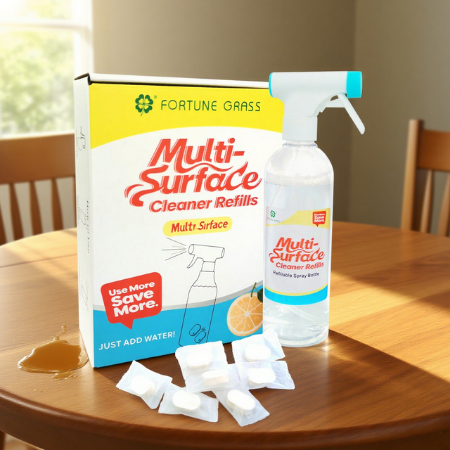 OEM/ODM Natural Eco-friendly Household Multi-surface & Multi-purpose Cleaning Spray Tablets with Water Bottle Cleaner Tablet