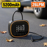 Compresseur gonfleur personnalisé noir ABS 5200mAh avec batterie USB-C, chargeur de batterie de voiture, gonfleur de pneus