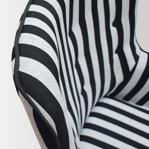 Fauteuil Umbertino avec repose-pieds, tissu rayé, pieds en bois, ensemble de fauteuils inclinables d'intérieur - Product Image 3