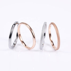 Cincin Kawin Tempusort Classic 2mm Sandblasting Rose Gold/Silver <span class=keywords><strong>Promise</strong></span> Tungsten Carbide untuk Wanita - Product Image 2