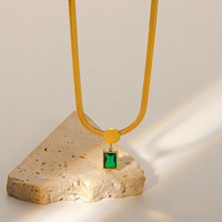 Rench-collar de circonita verde de estilo retro para mujer, pendientes, pulsera y anillo de acero inoxidable