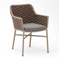 Meubles d'extérieur de luxe, chaise de salle à manger à cadre en aluminium avec coussin imperméable, chaise à corde de Restaurant d'hôtel