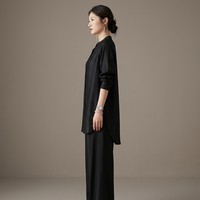 Manteau en soie de mûrier 100% légère et décontractée, noir, taille personnalisée, à manches mi-longues, ouvert sur le devant, confortable, en soie Gambiered, avec boutons