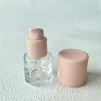 Botol Silinder Kaca Frosted 30ml yang Dapat Disesuaikan, Tutup Pink, Kepala Pompa Tekan, Wadah Kosmetik Foundation Kosong, Serum Perawatan Kulit