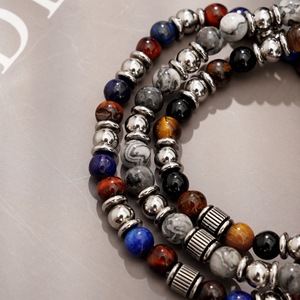 Lapis Lazuli ลูกปัดยืดได้หลากสีทำด้วยมือสร้อยข้อมือหินธรรมชาติหลากสีสำหรับเป็นของขวัญ - Product Image 4