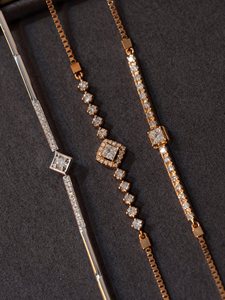 Xinfly Luxury 18K <b>Solid</b> <b>Gold</b> Tennis Bracelet Natural Diamond Pave Setting Custom Fine Jewelry for Women Wedding Gift - Product Image 5