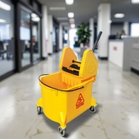Chariot de nettoyage professionnel pour l'hygiène des sols, avec seau essoreur et serpillière, en plastique PP, 38L, couleurs personnalisables
