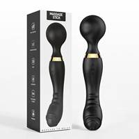 AV Zauberstab-Vibrator mit 10 Frequenzen, Doppelkopf, Starke Vibration, Weiblicher Masturbator, G-Punkt und Klitoris-Stimulator, 100% Wasserdicht, USB