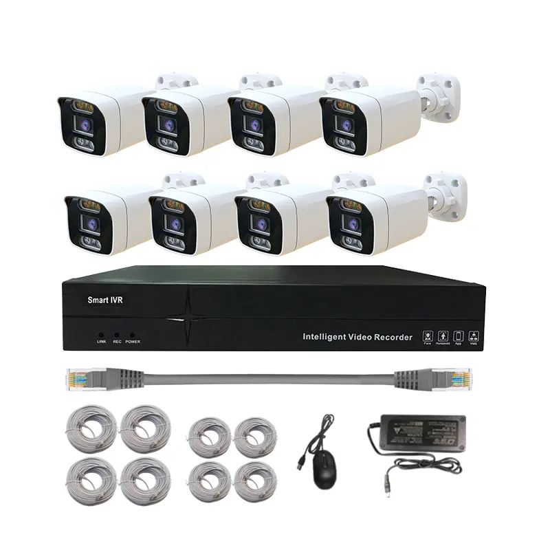 8 채널 5mp IP 보안 카메라 시스템 CCTV 모니터링 POE NVR 키트 카메라 4ch 16ch 총알 카메라