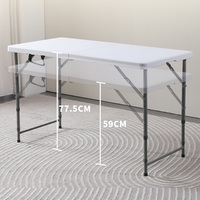 Table pliante en plastique en gros, bureau portable long pour stand extérieur, camping, maison, bureau, restauration