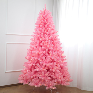 Pointed-Tip Pink Dense PVC Christmas <b>Tree</b>, Full Sizes Available, Floor-Standing Ornament for Home, Living Room & Mall Decoration - Product Image 3