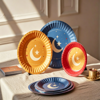 Assiettes en papier personnalisées imprimées en gros pour fêtes, vaisselle d'anniversaire, vaisselle jetable biodégradable pour dîner