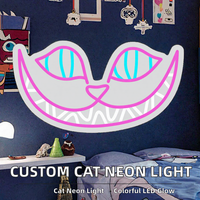 Enseigne néon LED personnalisée multicolore en forme de tête de chat, lumière du jour 3000K, intensité réglable, acrylique 8mm, 3D, pour chambre d'enfant, salle de jeux, ou décoration de paysage