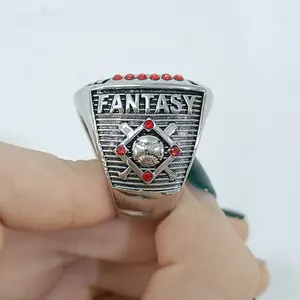 BASEBALL CHAMPION <b>RING</b> Heart <b>Crystal</b> & Rhinestone Traditional Rose Gold Plated Alloy Unisex - Product Image 2