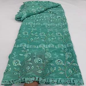 Ultimo tessuto tessuto ricamato in <span class=keywords><strong>cotone</strong></span> 3d fiori <span class=keywords><strong>Organza</strong></span> con pietre per diserbo vestito o abbigliamento delle donne per il partito - Product Image 3