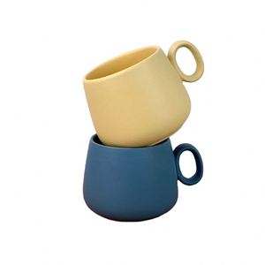 Tasse en céramique pour amateurs de café, grande tasse à eau, mug à latte, tasse à cappuccino avec soucoupe 280ml - Product Image 1