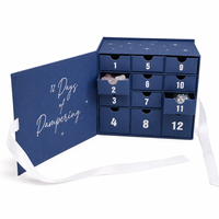 Boîtes de calendrier de l'avent en carton personnalisées de luxe Kexin faites à la main avec 12 tiroirs, numéros et logo en feuille d'argent