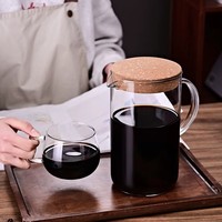 Moderne hittebestendige borosilicaat glazen koffiekan met deksel en handvat, 1700ml, voor ijskoffie & thee