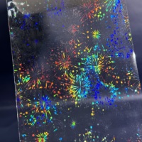 Film de plastification holographique BOPP auto-adhésif souple EVA à motif feux d'artifice, laminé à froid pour étiquettes