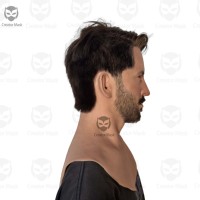 Masque en silicone souple réaliste personnalisé pour homme avec cheveux et barbe, idéal pour jeux de rôle, fêtes, masques de carnaval, accessoires de film et de simulation humaine.